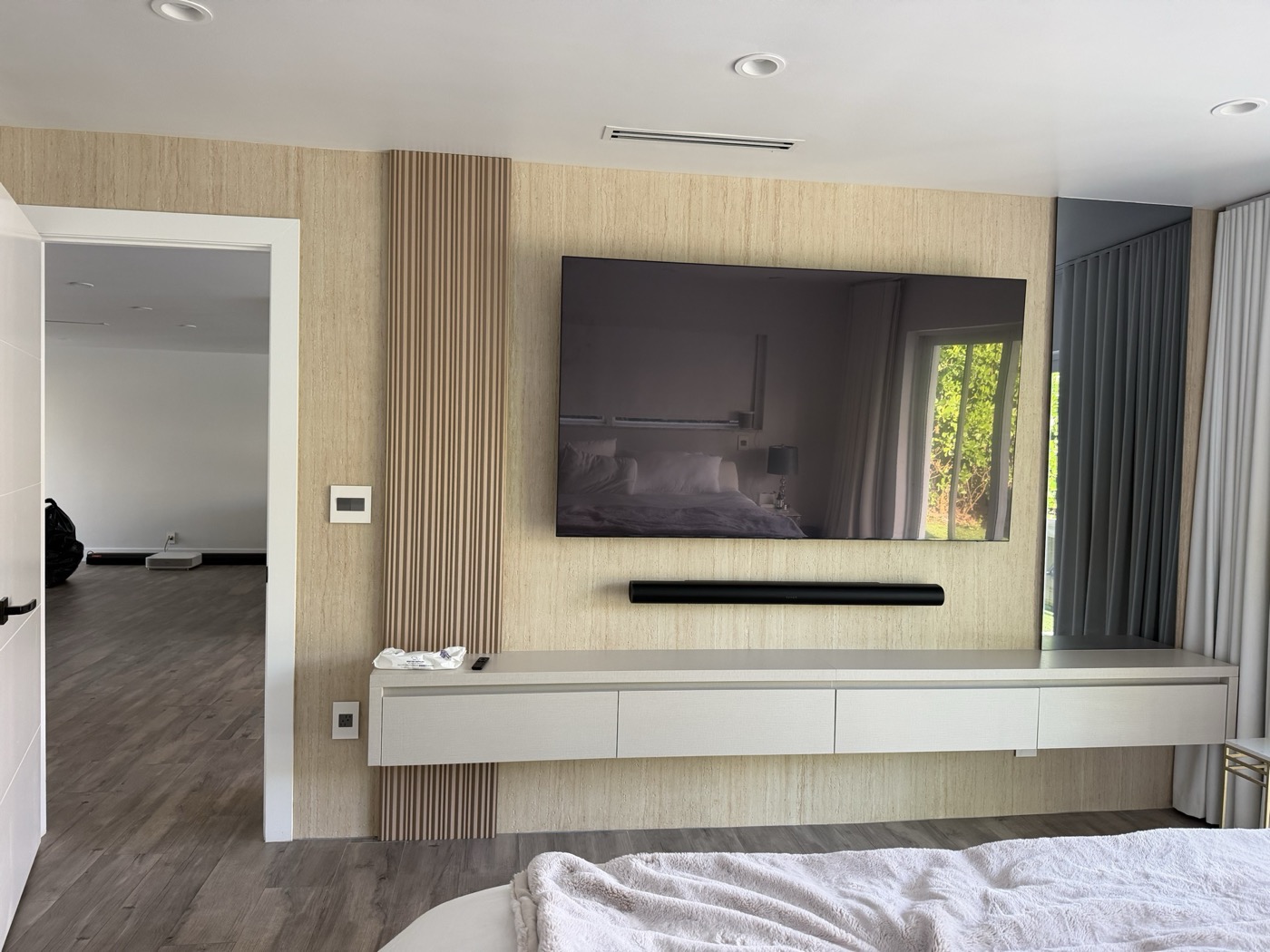 Master Bedroom TV Wall - after